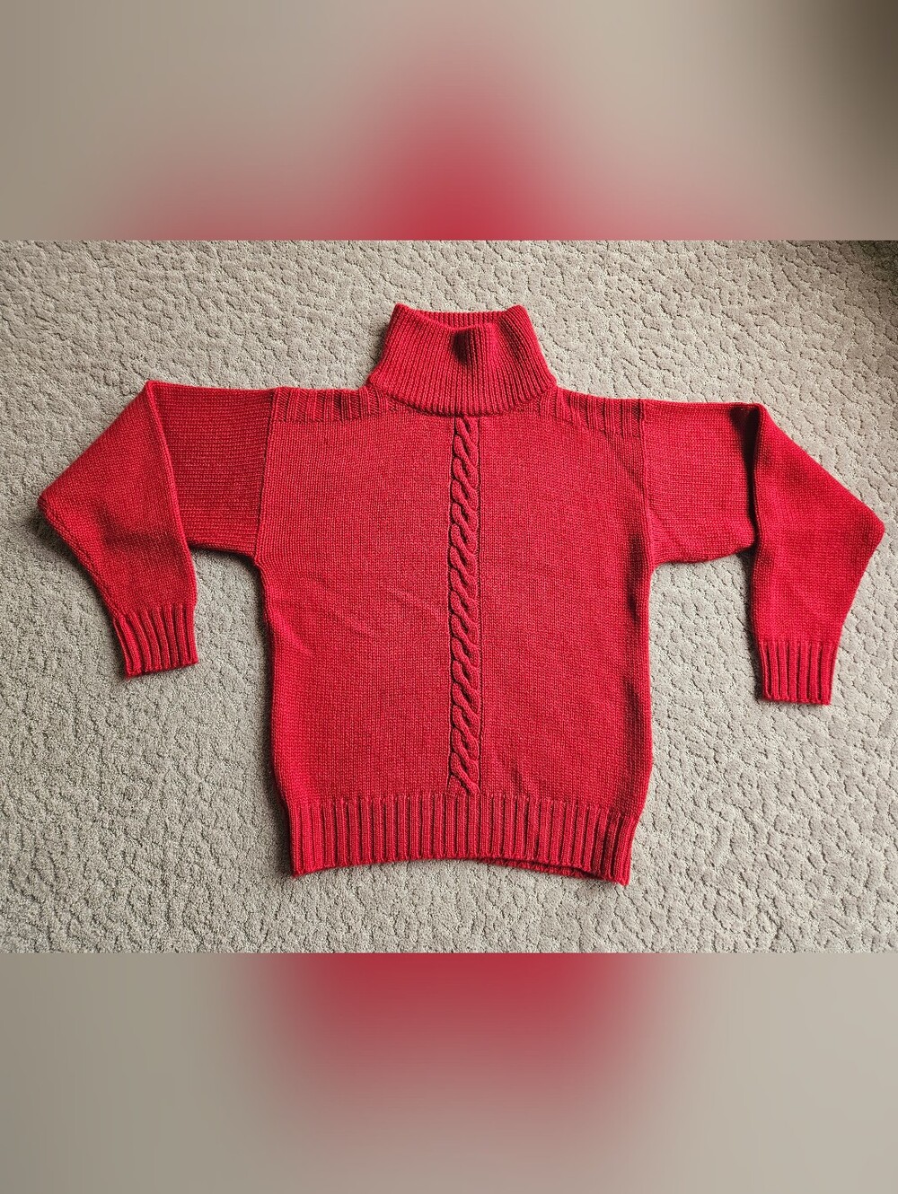 Yves Saint Laurent - Red Cable-Knit Turtleneck Wool Sweater